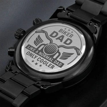 To My Biker Dad - Premium Black Chronograph Watch - Happy Father's Day Gift Set - SLDDL0029 - Sunshine Letters Co